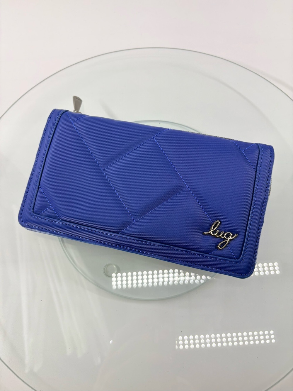 Lug Surrey Satin Luxe VL RFID Wallet Sapphire Blue Zip Around Organizer